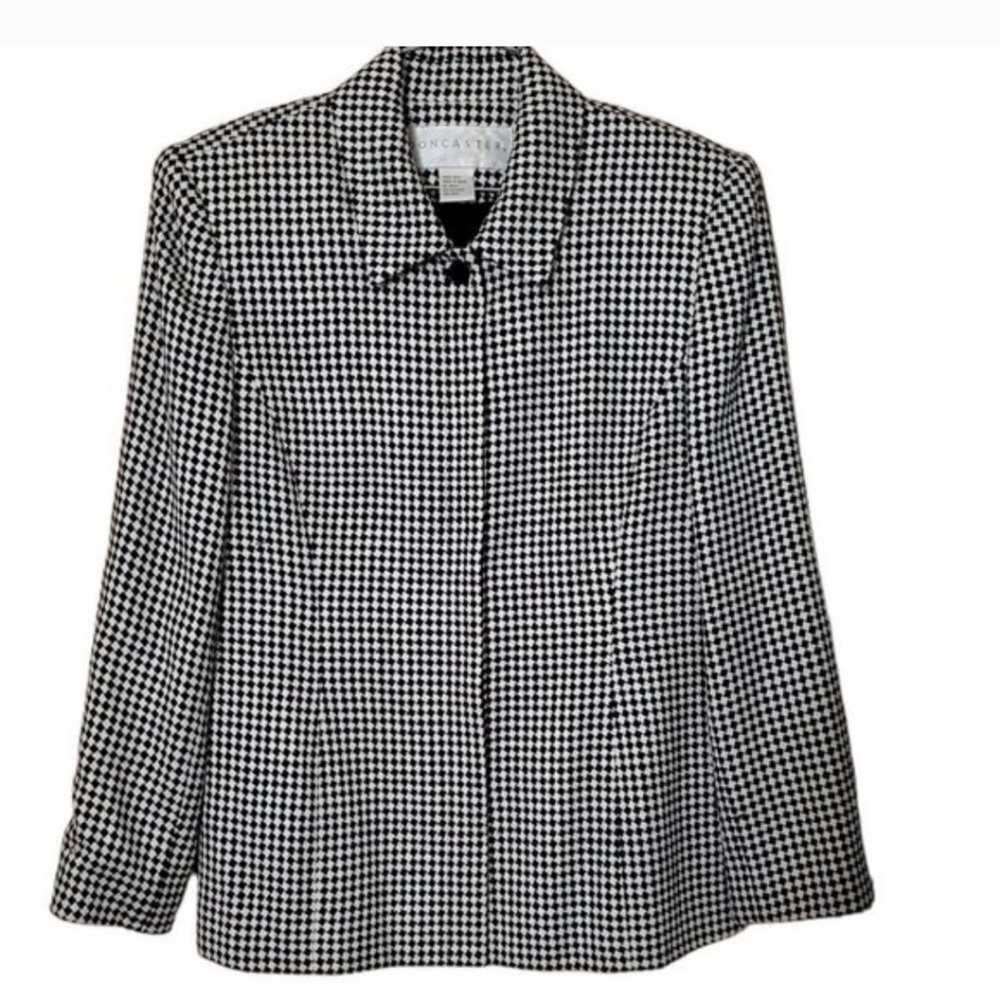 Doncaster Houndstooth 100% Silk Button Down Blazer Jacket